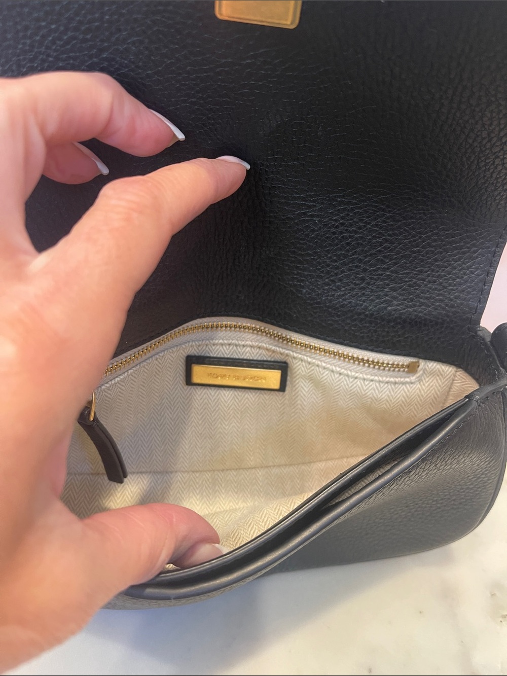 Tory Burch Black Britten Pebbled Leather Crossbody with Gold Hardware - Picture 6 of 6